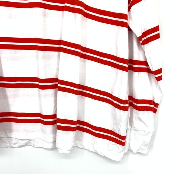 ASOS DESIGN Women's Red White Rugby Stripe Oversized Long Sleeve T-Shirt Top 8 - Picture 4 of 6